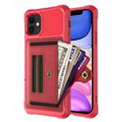 For iPhone 11 ZM06 Card Bag TPU + Leather Phone Case (Red) - 1