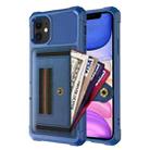 For iPhone 11 ZM06 Card Bag TPU + Leather Phone Case (Blue) - 1