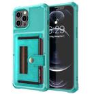 For iPhone 11 Pro Max ZM06 Card Bag TPU + Leather Phone Case (Cyan) - 1