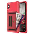 For iPhone X / XS ZM06 Card Bag TPU + Leather Phone Case(Red) - 1