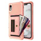 For iPhone XR ZM06 Card Bag TPU + Leather Phone Case(Pink) - 1