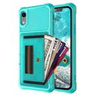 For iPhone XR ZM06 Card Bag TPU + Leather Phone Case(Cyan) - 1