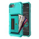 For iPhone SE 2022 / SE 2020 / 8 / 7 / 6 ZM06 Card Bag TPU + Leather Phone Case(Cyan) - 1