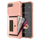 ZM06 Card Bag TPU + Leather Phone Case For iPhone 8 Plus / 7 Plus / 6 Plus(Pink) - 1