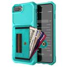 ZM06 Card Bag TPU + Leather Phone Case For iPhone 8 Plus / 7 Plus / 6 Plus(Cyan) - 1