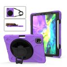 360 Degree Rotation Silicone Protective Cover with Holder & Hand Strap & Long Strap & Pencil Slot For iPad Air 10.9 / Pro 11 2021 / 2020 / 2018(Purple) - 1