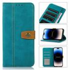 For iPhone 14 Pro Max Stitching Thread Calf Texture Leather Phone Case (Light Green) - 1