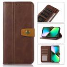 For iPhone 14 Stitching Thread Calf Texture Leather Phone Case (Coffee) - 1