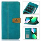 For iPhone 14 Stitching Thread Calf Texture Leather Phone Case (Light Green) - 1