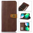 For iPhone 14 Plus Stitching Thread Calf Texture Leather Phone Case (Coffee) - 1