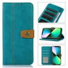 For iPhone 14 Plus Stitching Thread Calf Texture Leather Phone Case (Light Green) - 1