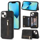 For iPhone 14 Zipper Card Holder Phone Case (Black) - 1