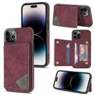 For iPhone 14 Pro Max Line Card Holder Phone Case (Wine Red) - 1