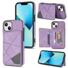 For iPhone 14 Plus Line Card Holder Phone Case (Purple) - 1