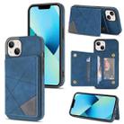 For iPhone 14 Plus Line Card Holder Phone Case (Blue) - 1