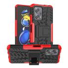 For Xiaomi Redmi Note 11T Pro Tire Texture TPU + PC Phone Case with Holder(Red) - 1