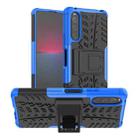 For Sony Xperia 10 IV Tire Texture TPU + PC Phone Case with Holder(Blue) - 1