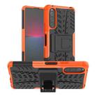 For Sony Xperia 10 IV Tire Texture TPU + PC Phone Case with Holder(Orange) - 1