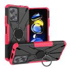 For Xiaomi Redmi Note 11T Pro Armor Bear Shockproof PC + TPU Phone Case with Ring(Rose Red) - 1