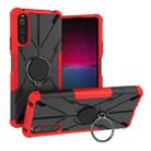 For Sony Xperia 10 IV Armor Bear Shockproof PC + TPU Phone Case with Ring(Red) - 1