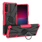 For Sony Xperia 10 IV Armor Bear Shockproof PC + TPU Phone Case with Ring(Rose Red) - 1