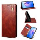 For OPPO Reno8 Simple Wax Crazy Horse Texture Leather Phone Case(Brown) - 1