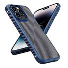 For iPhone 14 Pro Max iPAKY Carbon Fiber Texture Shockproof PC + TPU Protective Phone Case (Blue) - 1