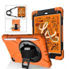 For iPad Mini 5 360 Degree Rotation Silicone Protective Cover with Holder & Hand Strap & Long Strap & Pencil Slot(Orange) - 1