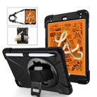 For iPad Mini 5 360 Degree Rotation Silicone Protective Cover with Holder & Hand Strap & Long Strap & Pencil Slot(Black) - 1