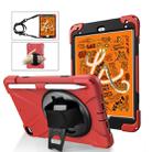 For iPad Mini 5 360 Degree Rotation Silicone Protective Cover with Holder & Hand Strap & Long Strap & Pencil Slot(Red) - 1