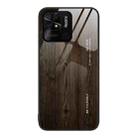 For Xiaomi Redmi 10C Wood Grain Glass Protective Case(Black) - 1