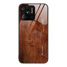 For Xiaomi Redmi 10C Wood Grain Glass Protective Case(Dark Brown) - 1