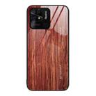 For Xiaomi Redmi 10C Wood Grain Glass Protective Case(Coffee) - 1