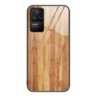 For Xiaomi Redmi K40S Wood Grain Glass Protective Case(Yellow) - 1