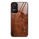 For Xiaomi Redmi K50 Wood Grain Glass Protective Case(Dark Brown) - 1