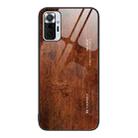 For Xiaomi Redmi Note 10 Pro 4G Wood Grain Glass Protective Case(Dark Brown) - 1