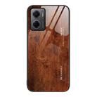 For Xiaomi Redmi Note 11E Wood Grain Glass Protective Case(Dark Brown) - 1