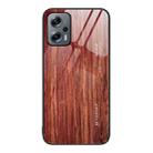 For Xiaomi Redmi Note 11T Pro Wood Grain Glass Protective Case(Coffee) - 1