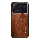 For Xiaomi Mi 11 Ultra Wood Grain Glass Protective Case(Dark Brown) - 1