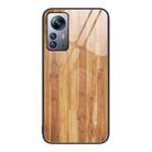 For Xiaomi 12 Pro Wood Grain Glass Protective Case(Yellow) - 1