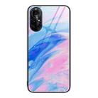 For Huawei Nova 8 Pro Marble Pattern Glass Protective Phone Case(Pink) - 1