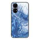 For Huawei P50 Pro Marble Pattern Glass Protective Phone Case(Blue Ocean) - 1