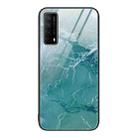 For Huawei Enjoy 20 SE 4G Marble Pattern Glass Protective Phone Case(Green Ocean) - 1