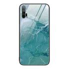 For Honor 20 Pro Marble Pattern Glass Protective Phone Case(Green Ocean) - 1