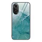 For Honor 50 SE Marble Pattern Glass Protective Phone Case(Green Ocean) - 1