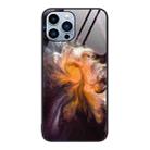 For iPhone 14 Pro Max Marble Pattern Glass Protective Phone Case (Typhoon) - 1