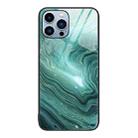 For iPhone 14 Pro Marble Pattern Glass Protective Phone Case(Water Waves) - 1