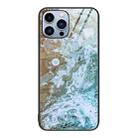 For iPhone 14 Pro Marble Pattern Glass Protective Phone Case(Beach) - 1