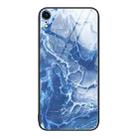 For iPhone XR Marble Pattern Glass Protective Phone Case For iPhone 1XR(Blue Ocean) - 1