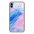 For iPhone XS Max Marble Pattern Glass Protective Phone Case(Pink) - 1